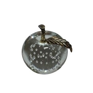 Glass‎ Apple Paperweight Art Glass Bubble Design Decorative Fruit Decor